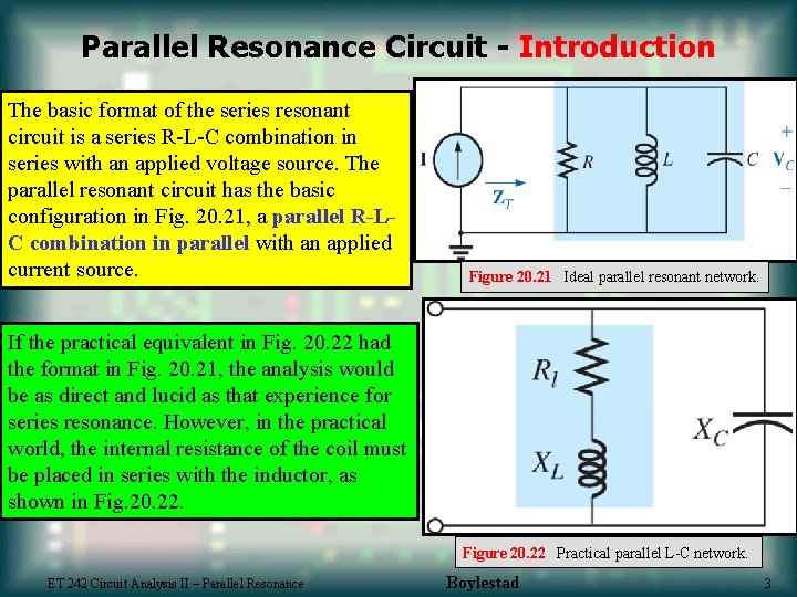 Parallel Resonance Circuit - Introduction The basic format of the series resonant circuit is