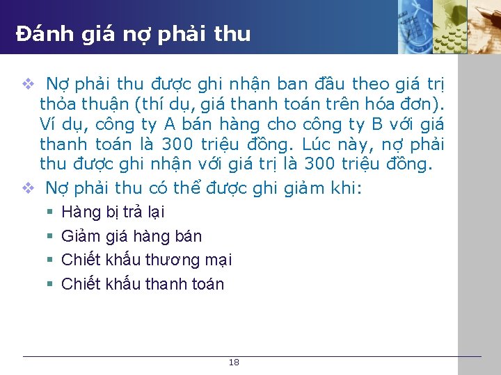 Đánh giá nợ phải thu v Nợ phải thu được ghi nhận ban đầu