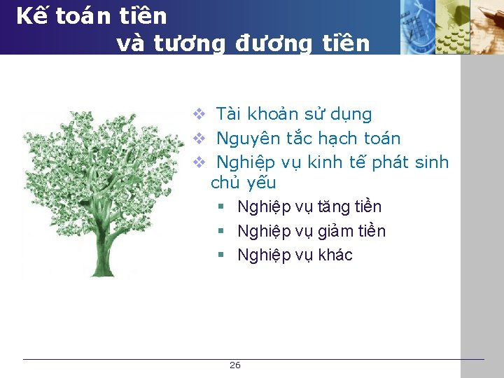 Kế toán tiền và tương đương tiền v Tài khoản sử dụng v Nguyên