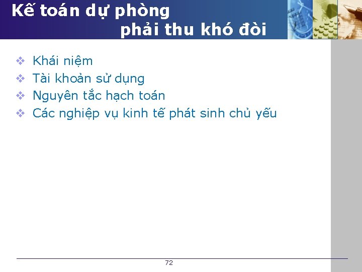 Kế toán dự phòng phải thu khó đòi v Khái niệm v Tài khoản