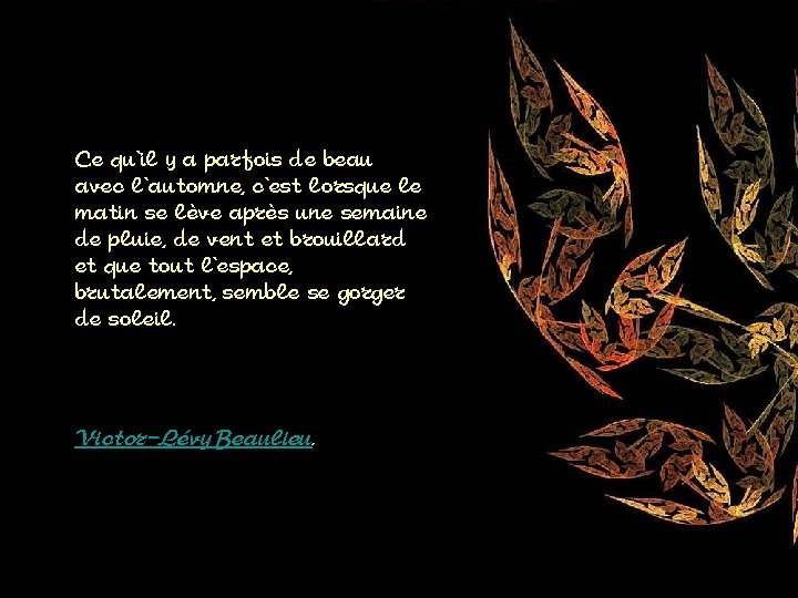 Ce qu'il y a parfois de beau avec l'automne, c'est lorsque le matin se