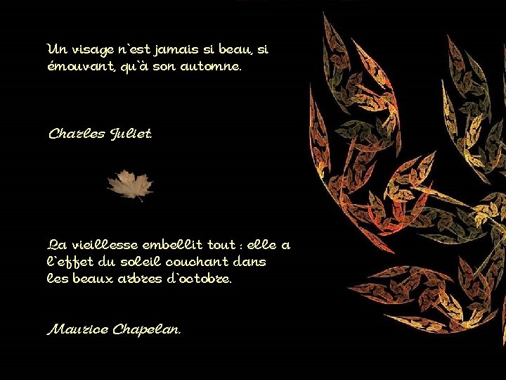Un visage n'est jamais si beau, si émouvant, qu'à son automne. Charles Juliet. La