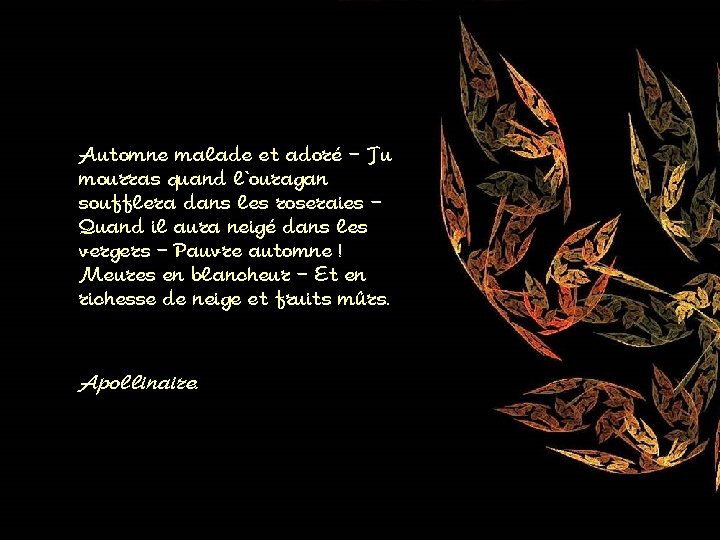 Automne malade et adoré - Tu mourras quand l'ouragan soufflera dans les roseraies Quand
