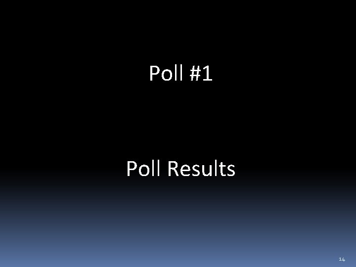 Poll #1 Poll Results 14 
