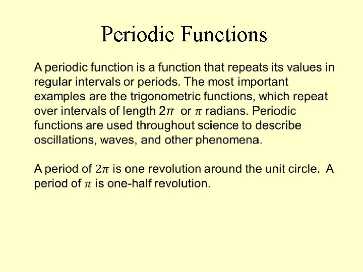 Periodic Functions 