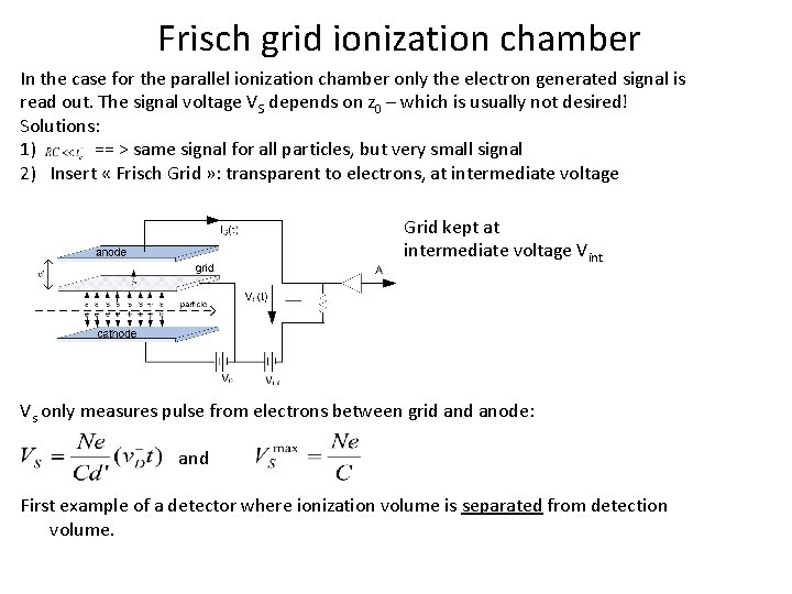 Frisch grid ionization chamber In the case for the parallel ionization chamber only the