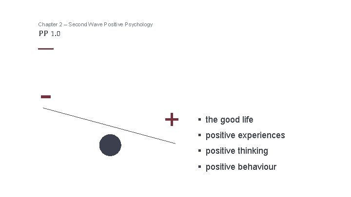 Chapter 2 – Second Wave Positive Psychology PP 1. 0 - + § the