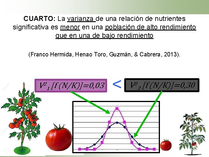 CUARTO: La varianza de una relación de nutrientes significativa es menor en una población