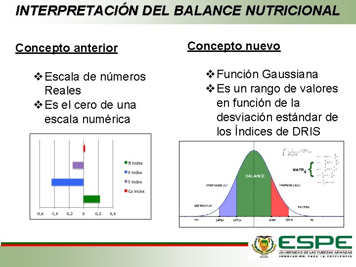 INTERPRETACIÓN DEL BALANCE NUTRICIONAL Concepto anterior v. Escala de números Reales v. Es el