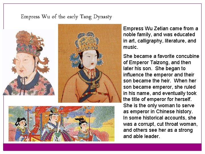 Empress Wu of the early Tang Dynasty Empress Wu Zetian came from a noble Empress Wu of the early Tang Dynasty Empress Wu Zetian came from a noble