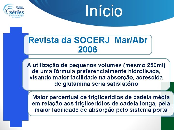 Início Revista da SOCERJ Mar/Abr 2006 A utilização de pequenos volumes (mesmo 250 ml)