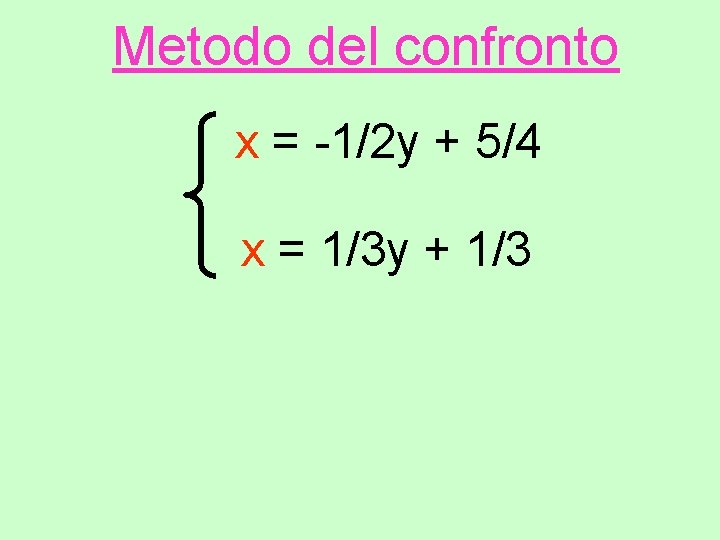 Metodo del confronto x = -1/2 y + 5/4 x = 1/3 y +