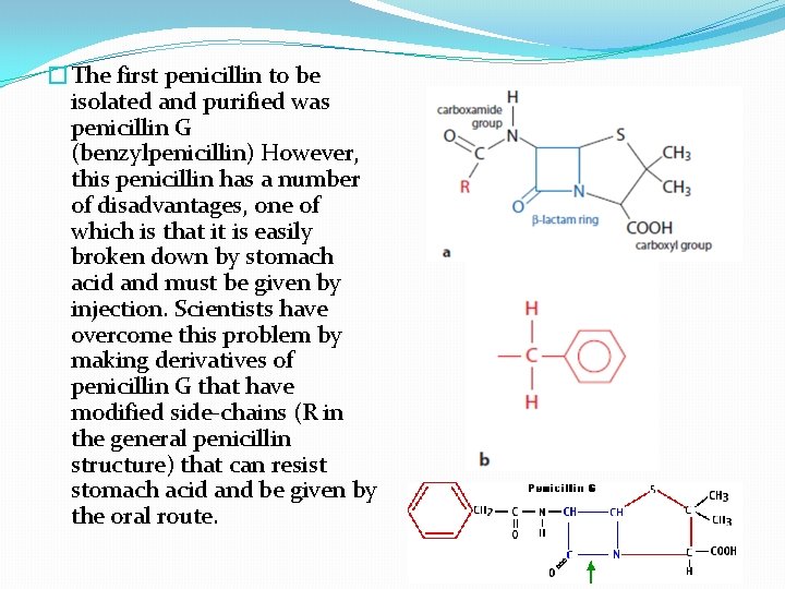�The first penicillin to be isolated and purified was penicillin G (benzylpenicillin) However, this