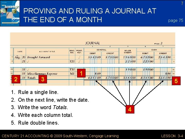 7 PROVING AND RULING A JOURNAL AT THE END OF A MONTH 2 1. 7 PROVING AND RULING A JOURNAL AT THE END OF A MONTH 2 1.