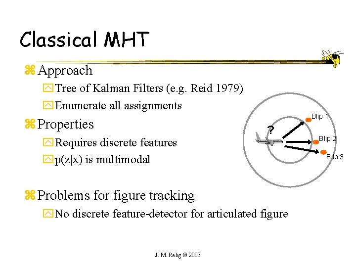 Classical MHT z Approach y. Tree of Kalman Filters (e. g. Reid 1979) y.