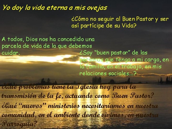 Yo doy la vida eterna a mis ovejas ¿Cómo no seguir al Buen Pastor