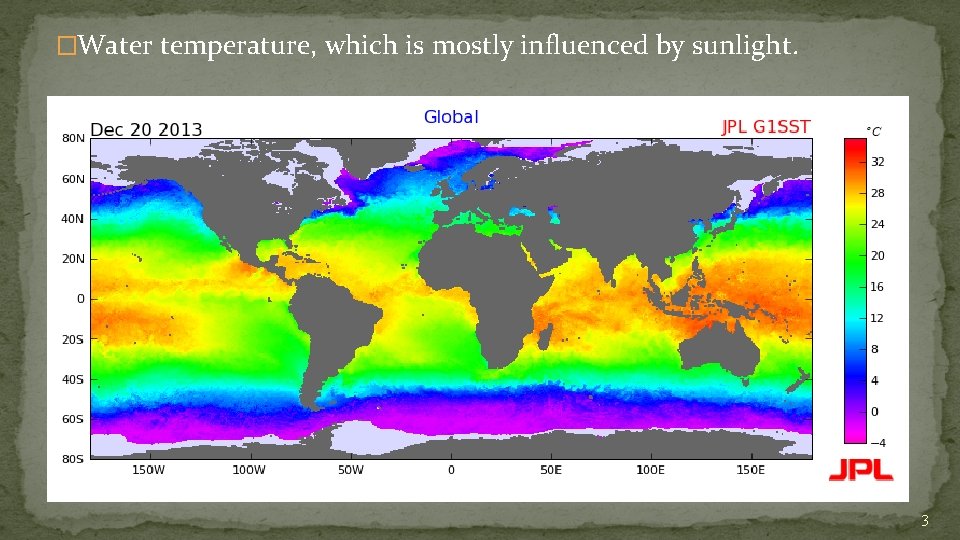 �Water temperature, which is mostly influenced by sunlight. 3 