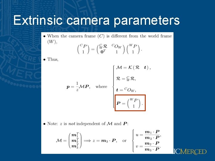 Extrinsic camera parameters 