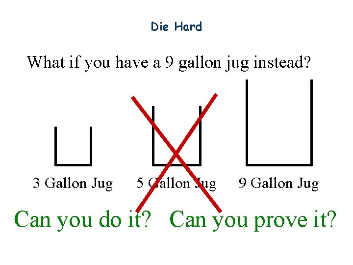 Die Hard What if you have a 9 gallon jug instead? 3 Gallon Jug