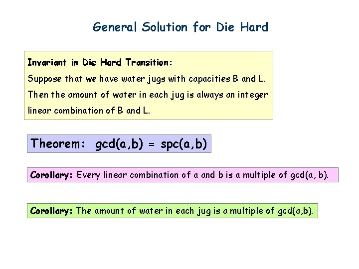 General Solution for Die Hard Invariant in Die Hard Transition: Suppose that we have