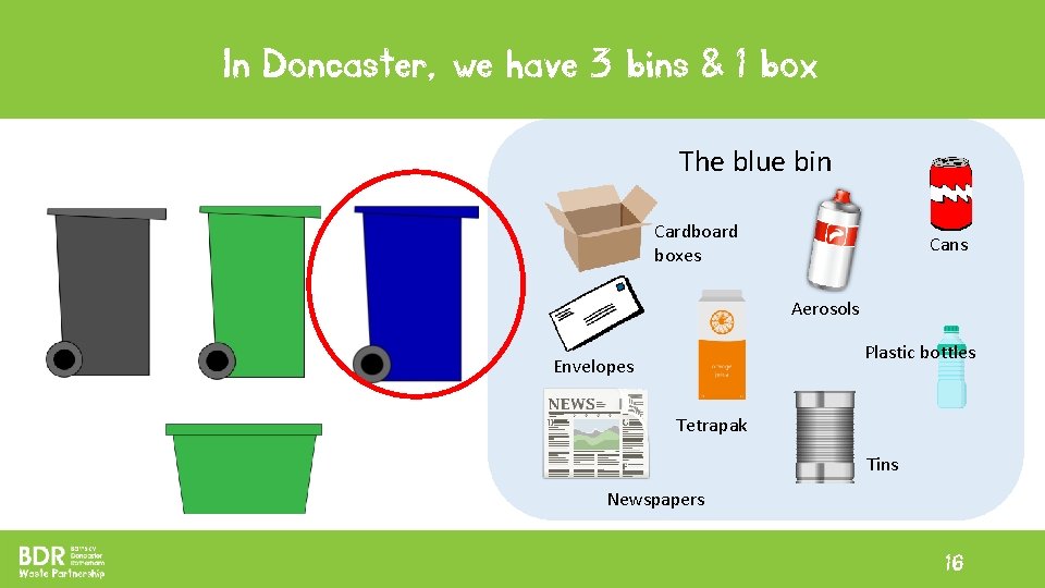In Doncaster, we have 3 bins & 1 box The blue bin Cardboard boxes In Doncaster, we have 3 bins & 1 box The blue bin Cardboard boxes