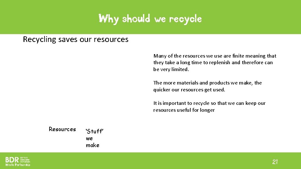 Why should we recycle Recycling saves our resources Many of the resources we use Why should we recycle Recycling saves our resources Many of the resources we use