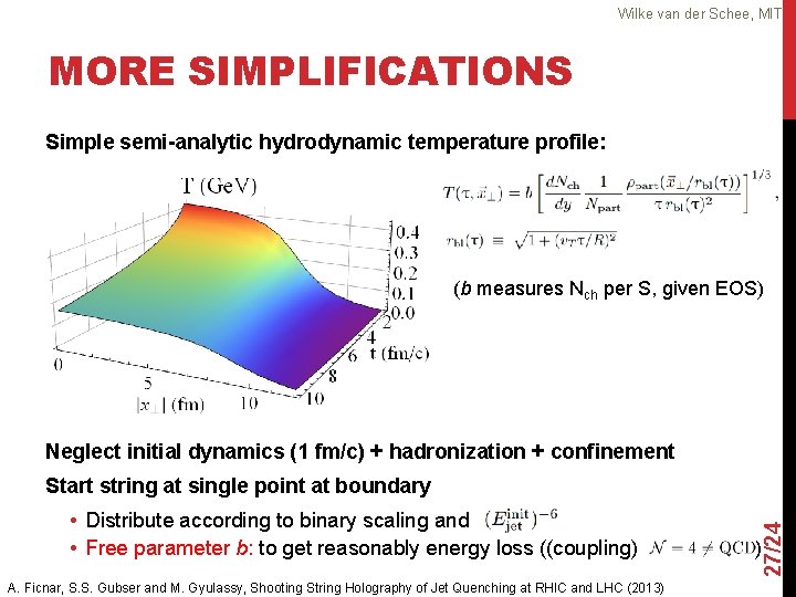 Wilke van der Schee, MIT MORE SIMPLIFICATIONS Simple semi-analytic hydrodynamic temperature profile: (b measures