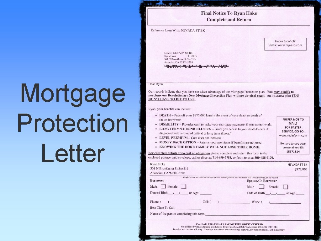 Mortgage Protection Letter 