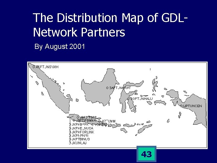 The Distribution Map of GDLNetwork Partners By August 2001 43 