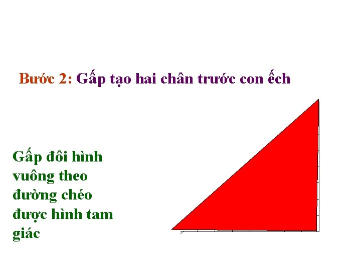 Bước 2: Gấp tạo hai chân trước con ếch Gấp đôi hình vuông theo