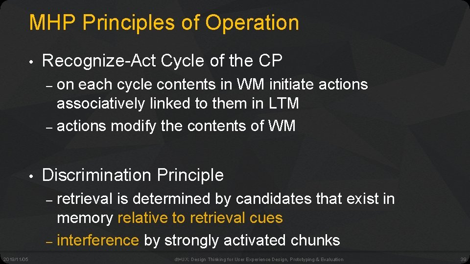 MHP Principles of Operation • Recognize-Act Cycle of the CP on each cycle contents