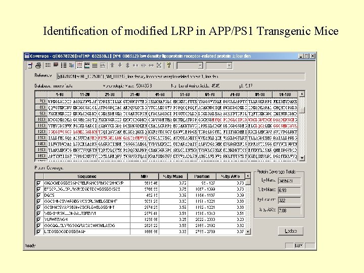 Identification of modified LRP in APP/PS 1 Transgenic Mice 