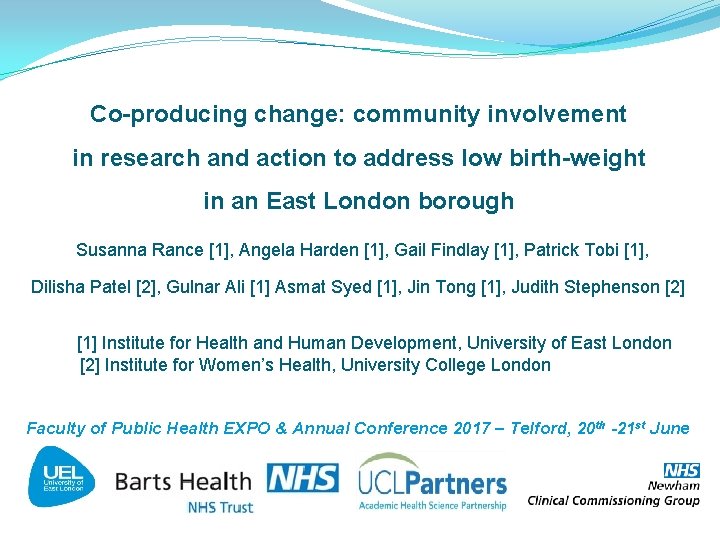 Co-producing change: community involvement in research and action to address low birth-weight in an