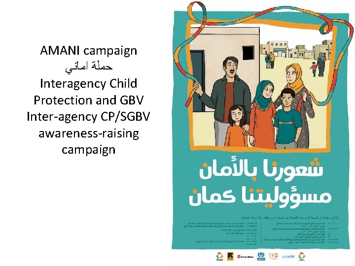 AMANI campaign ﺣﻤﻠﺔ ﺍﻣﺎﻧﻲ Interagency Child Protection and GBV Inter-agency CP/SGBV awareness-raising campaign 