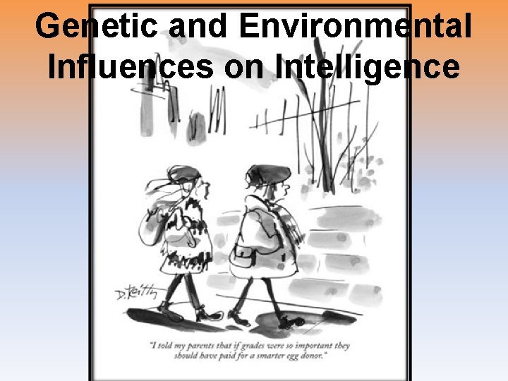 Genetic and Environmental Influences on Intelligence Genetic and Environmental Influences on Intelligence