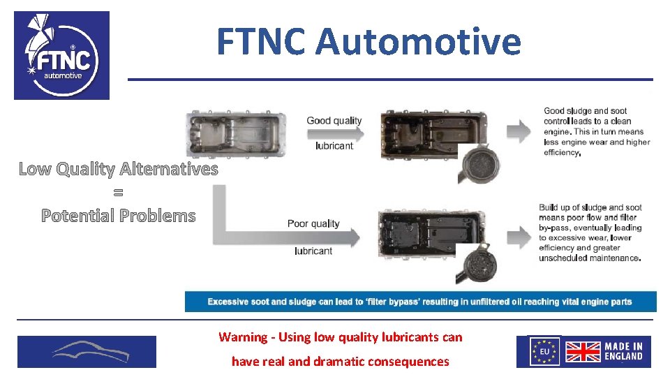 FTNC Automotive Warning - Using low quality lubricants can have real and dramatic consequences