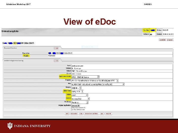 Admissions Workshop 2017 3/4/2021 View of e. Doc 