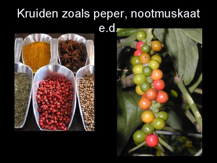 Kruiden zoals peper, nootmuskaat e. d. 
