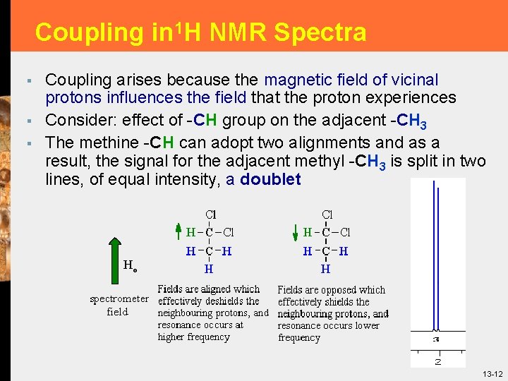 Coupling in 1 H NMR Spectra § § § Coupling arises because the magnetic