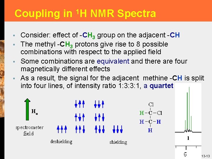 Coupling in 1 H NMR Spectra § § Consider: effect of -CH 3 group