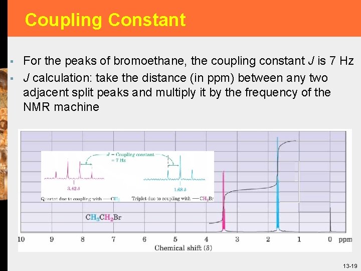 Coupling Constant § § For the peaks of bromoethane, the coupling constant J is