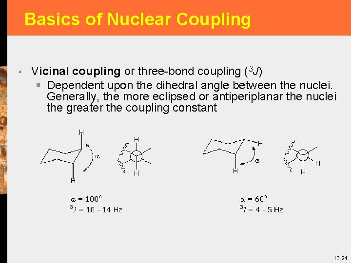 Basics of Nuclear Coupling § Vicinal coupling or three-bond coupling (3 J) § Dependent