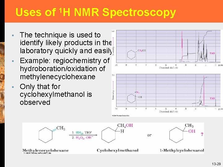 Uses of 1 H NMR Spectroscopy § § § The technique is used to