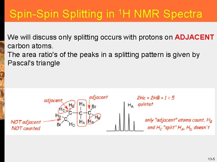 Spin-Spin Splitting in 1 H NMR Spectra We will discuss only splitting occurs with