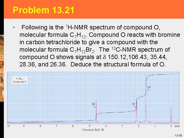 Problem 13. 21 § Following is the 1 H-NMR spectrum of compound O, molecular