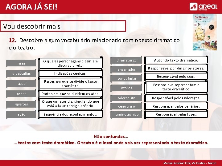 AGORA JÁ SEI! Vou descobrir mais 12. Descobre algum vocabulário relacionado com o texto