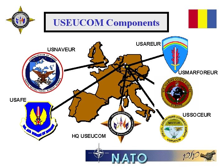 USEUCOM Components USAREUR USNAVEUR USMARFOREUR USAFE USSOCEUR HQ USEUCOM 