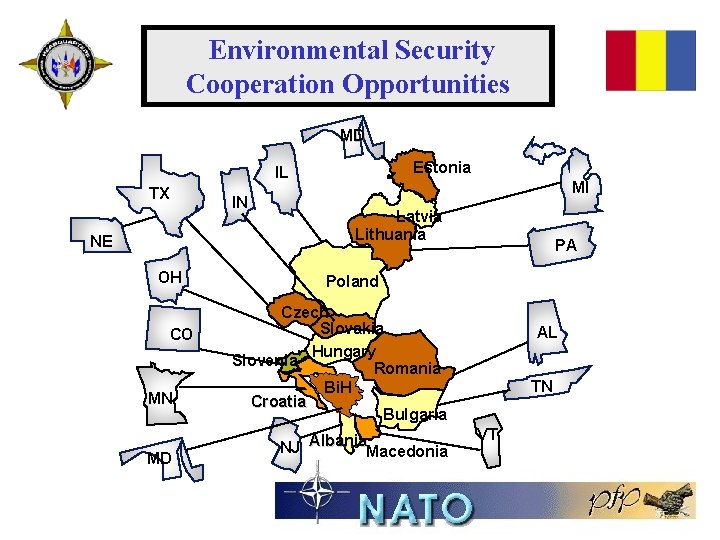 Environmental Security Cooperation Opportunities MD Estonia IL TX IN NE OH CO MN MD