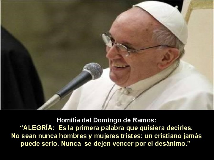 Homilía del Domingo de Ramos: “ALEGRÍA: Es la primera palabra que quisiera decirles. No