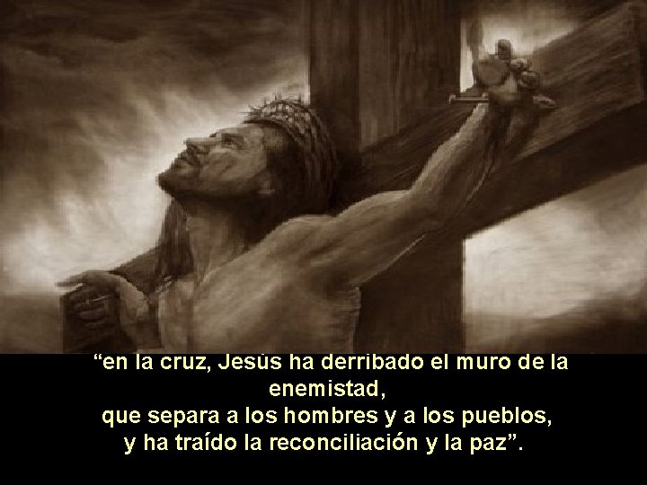  “en la cruz, Jesús ha derribado el muro de la enemistad, que separa